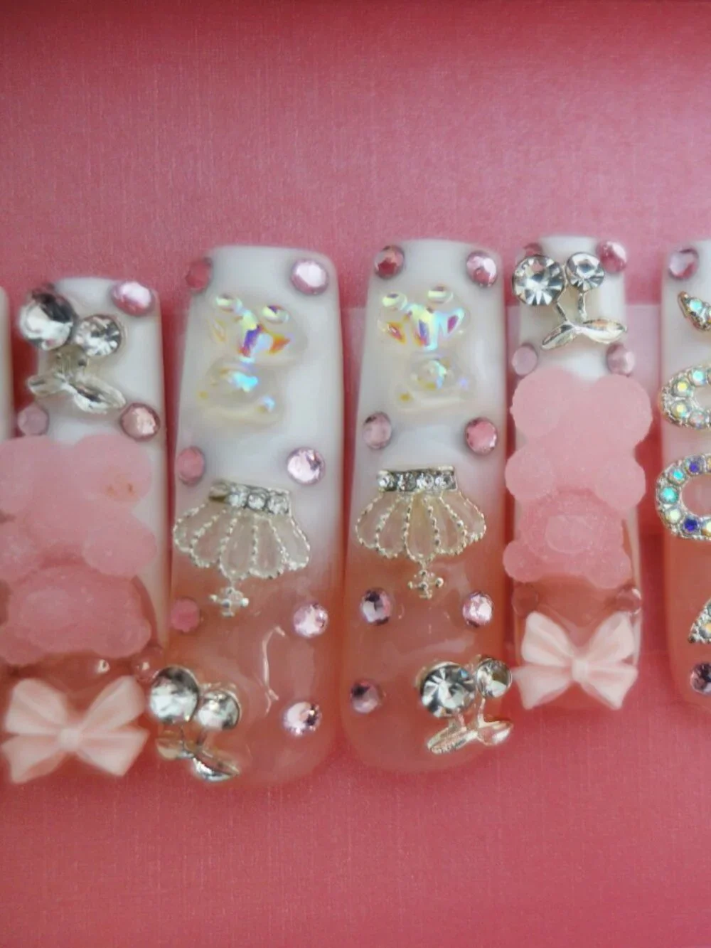 LovFul Press on Nails Marshmallo Gummy Bear Square Lux Diamond Nails in Box